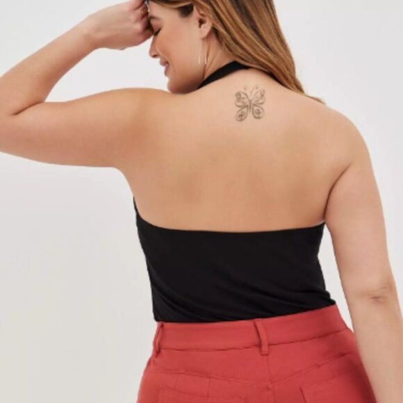 Torrid Size 3X Black Foxy V-Neck Halter Fitted Sleeveless Tank Top - Picture 3 of 8
